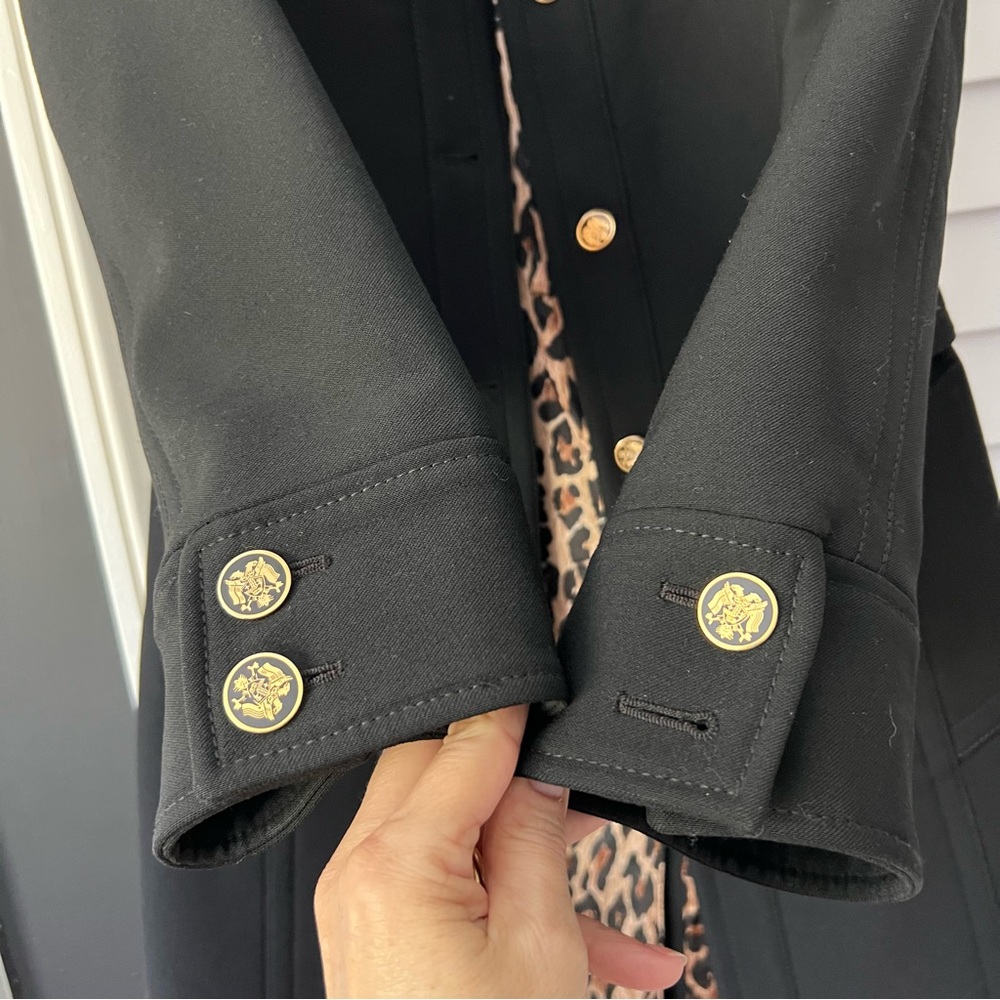 Vintage Dolce & Gabbana Wool Coat Black Gold Button Belted High Collar IT44 US 8 - Picture 9 of 16